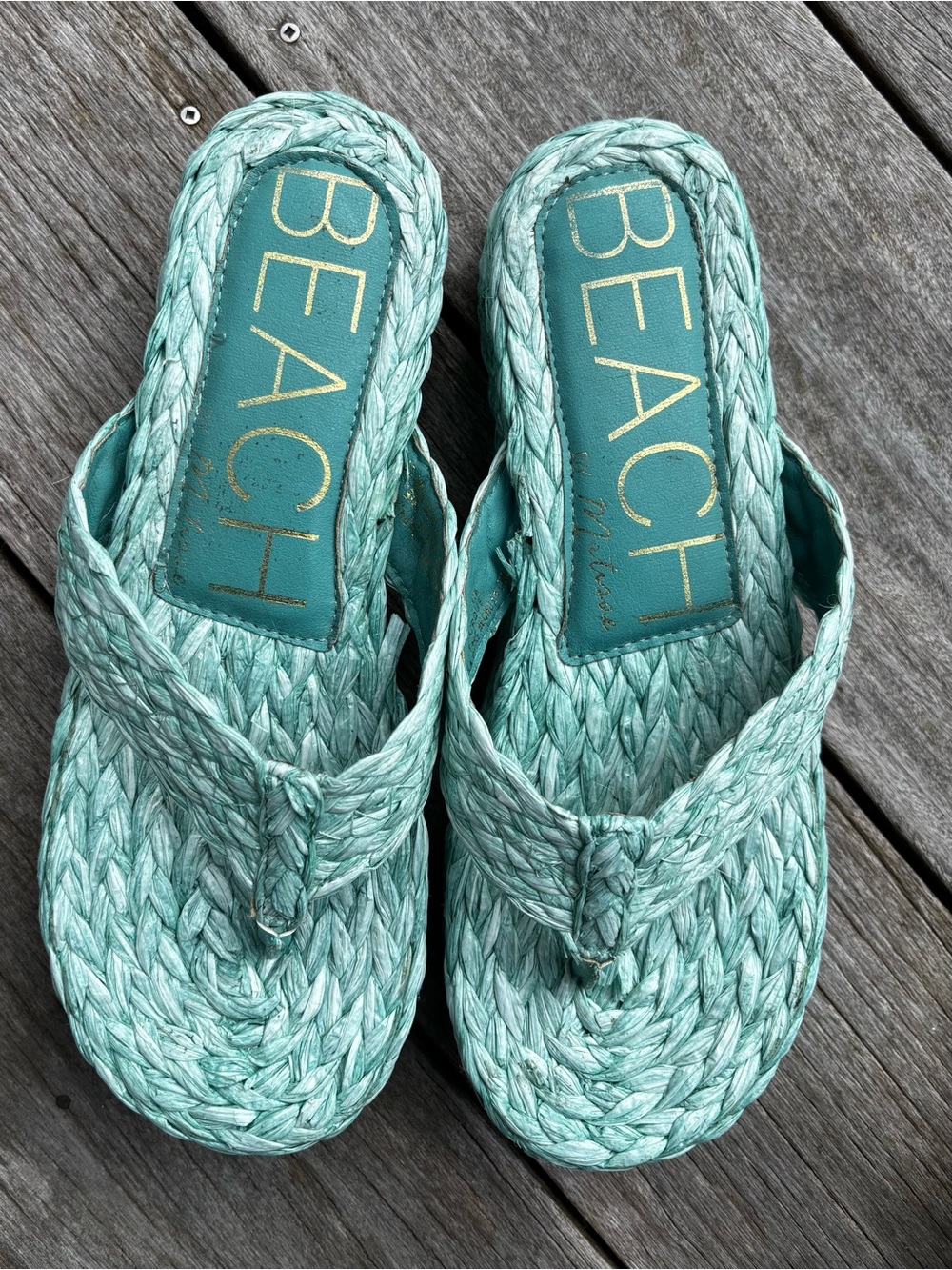 Beach Brand Mint Woven Platform Sandals - Women's